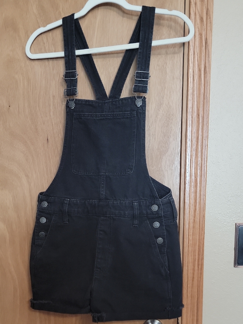 Madewell Black Denim Short Overalls